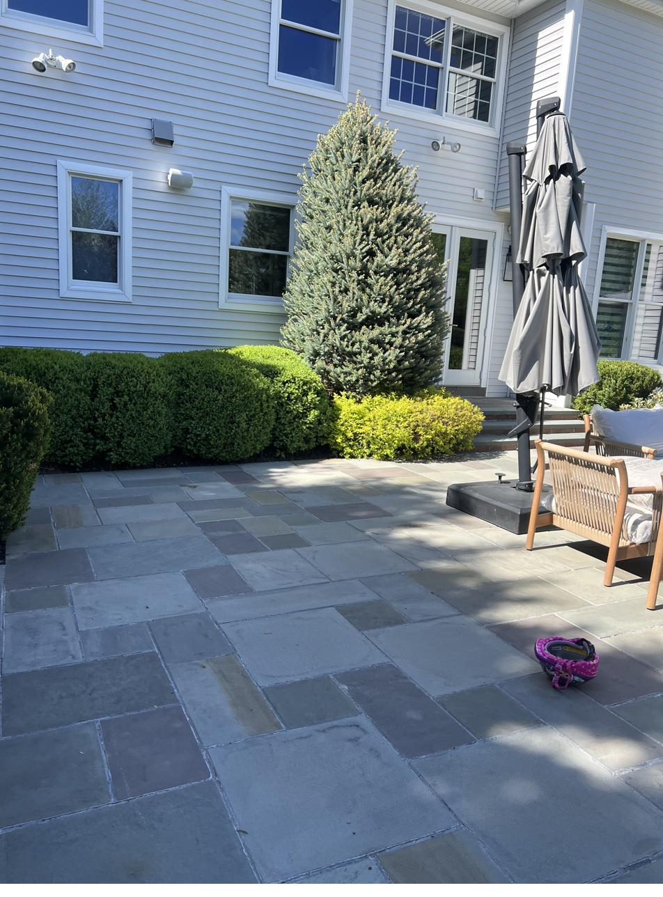 Bluestone patio installation